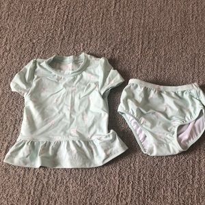 Janie and Jack mint green 2 piece swimsuit 12mo